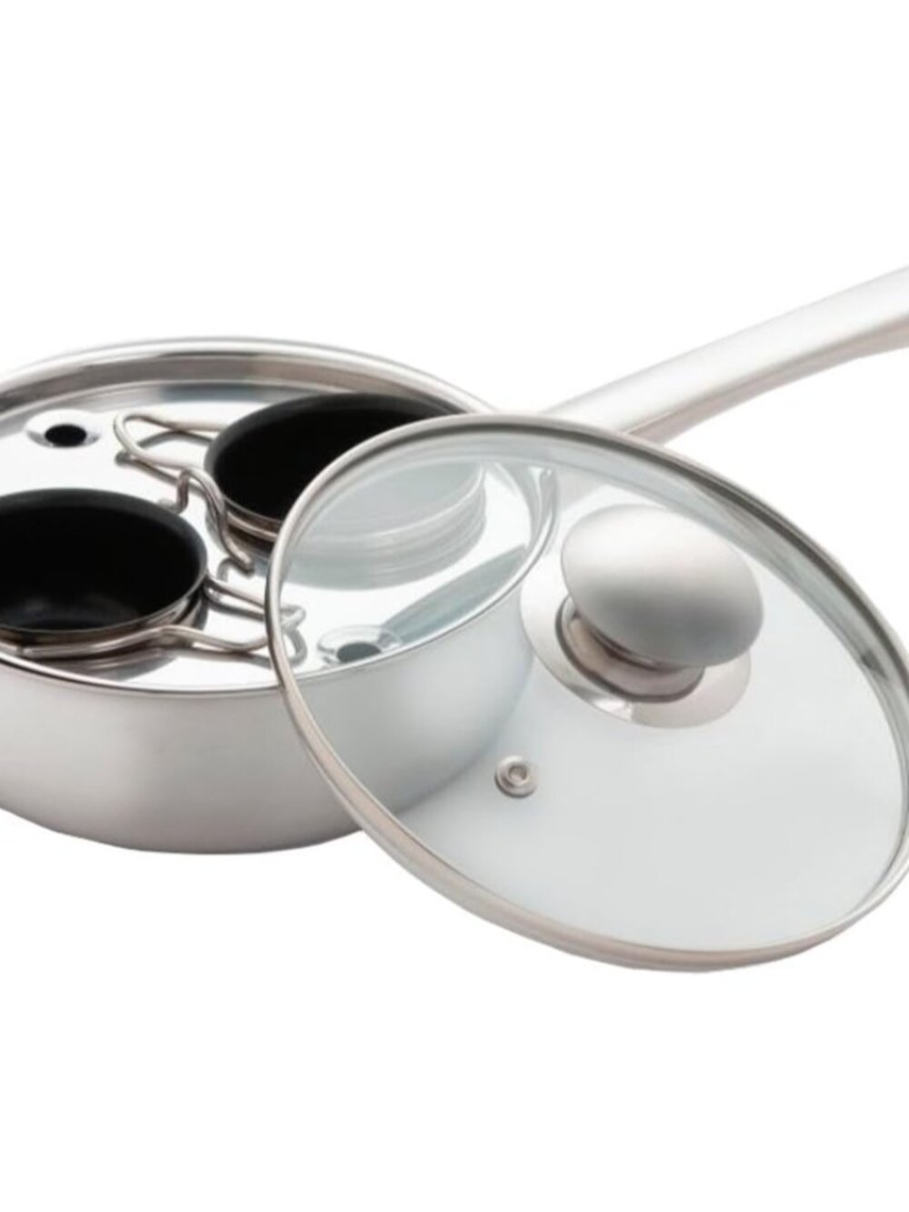 Elegant 2-Cup Egg Poacher - Rust Resistant and Multi-Purpose Kitchen Essential